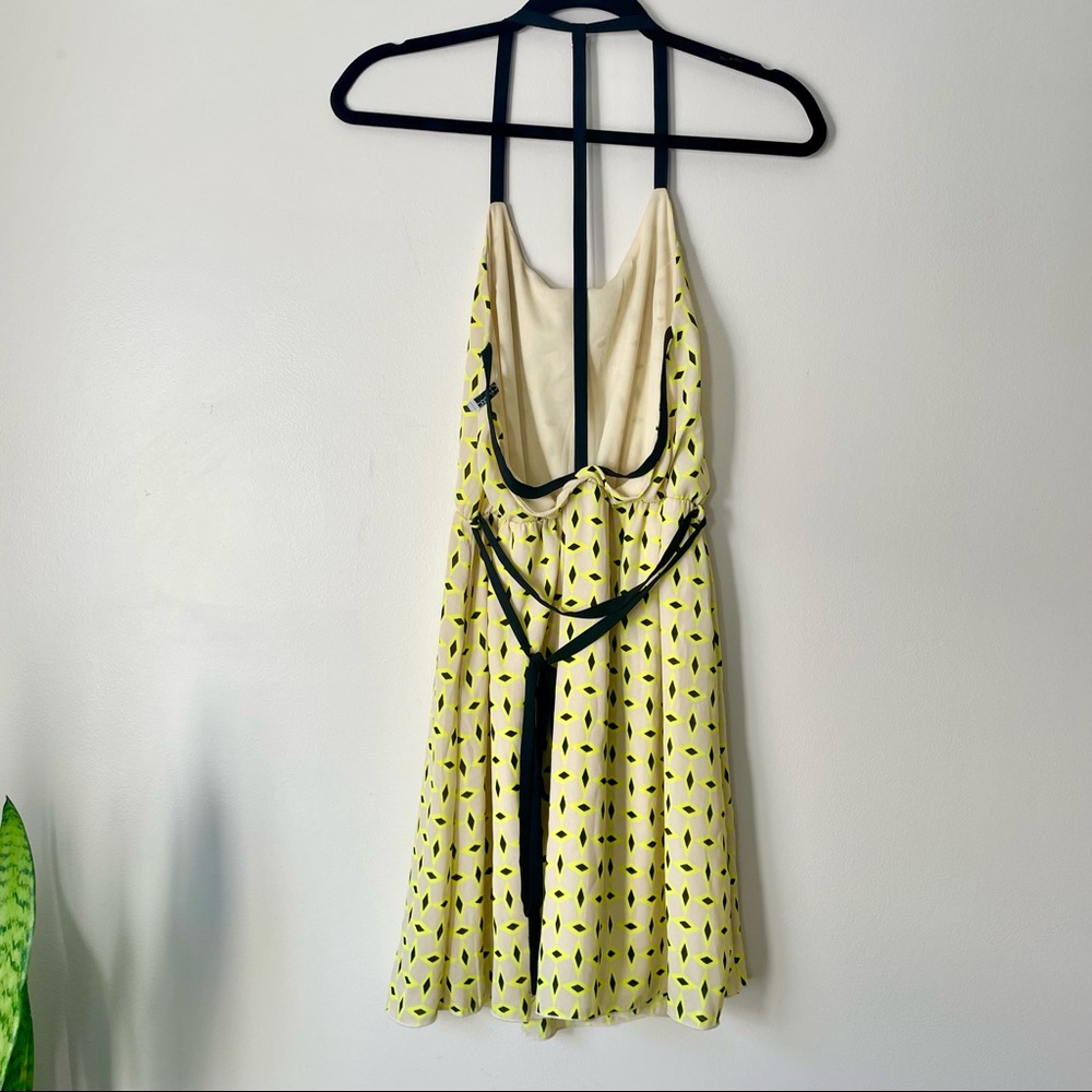 Beige Geometric Patterned Strappy Mini Dress - image 2